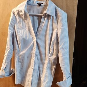 Ann Taylor Blue and White Striped Shirt